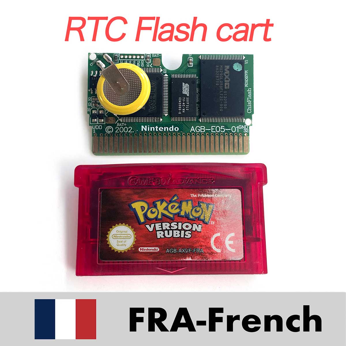 USA ESP NOE FRA EUR ITA 1M/RTC Flash cart Pokemon Emerald,firered,ruby,sapphire,leafgreen Game Cartridge for GBA multiple languages