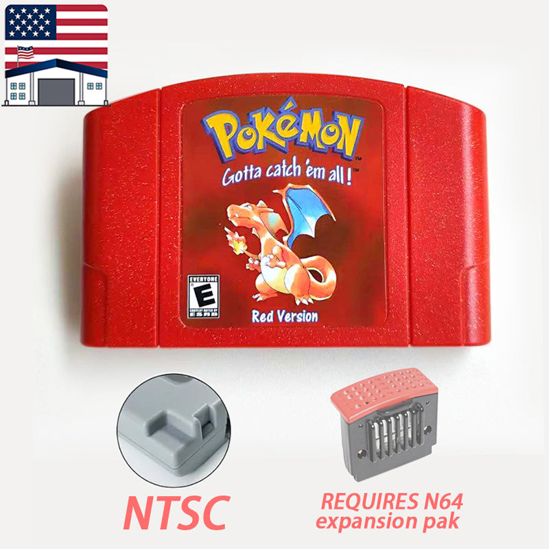 （Shipped from the United States) USA NTSC Pokemon blue/crystal /red silver /yellow /gold /green Game Cartridge 64 Bit Game Consoles for N64