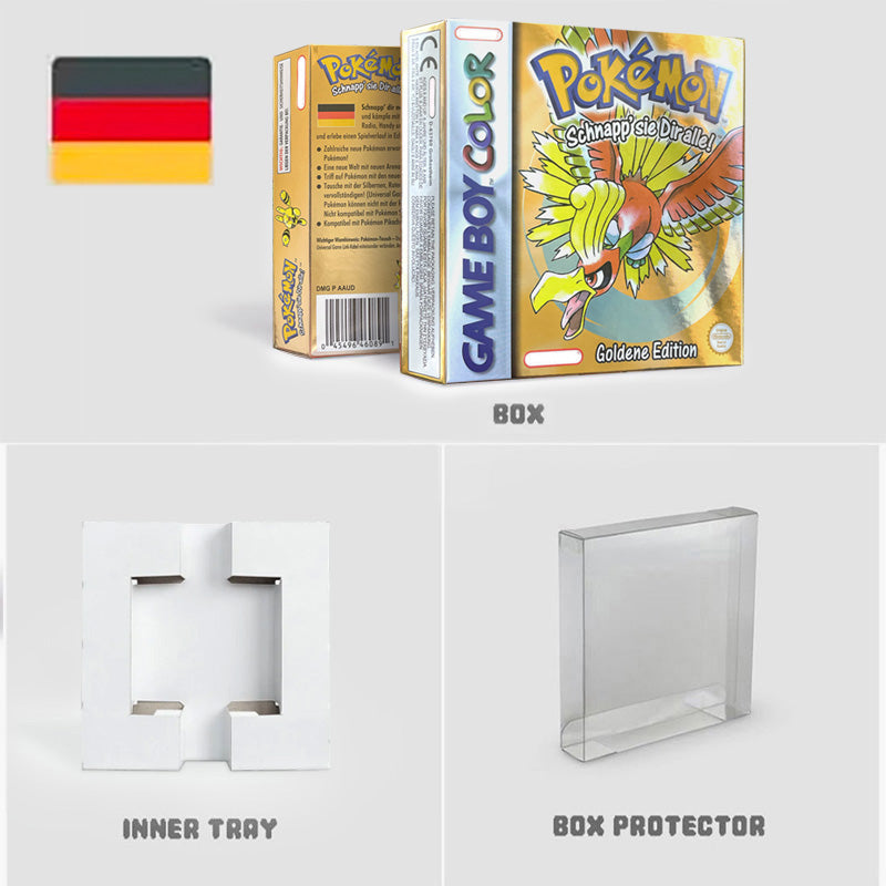 NOE ITA USA EUR ESP yellow green red gold crystal blue silver Pokemon Series Nintendo Metallic Holographic BOX trey for GBC