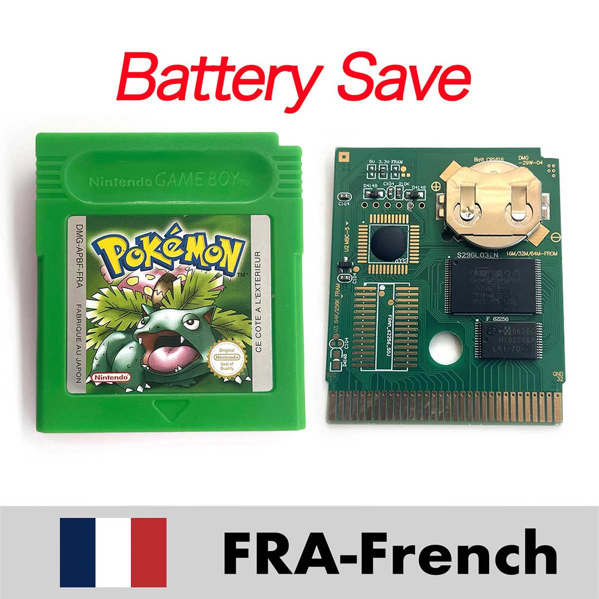 USA ITA NOE FRA ESP EUR Version Battery Save Cart Pokemon Yellow Red Crystal Gold Silver Blue Green 16 Bit Game Cartridge for GBC