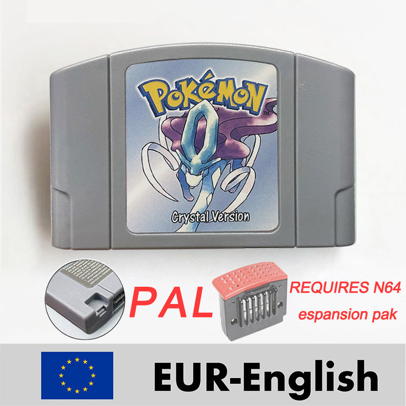 USA NTSC EUR PAL Pokemon blue/crystal /red silver /yellow /gold /green Game Cartridge 64 Bit Game Consoles for N64