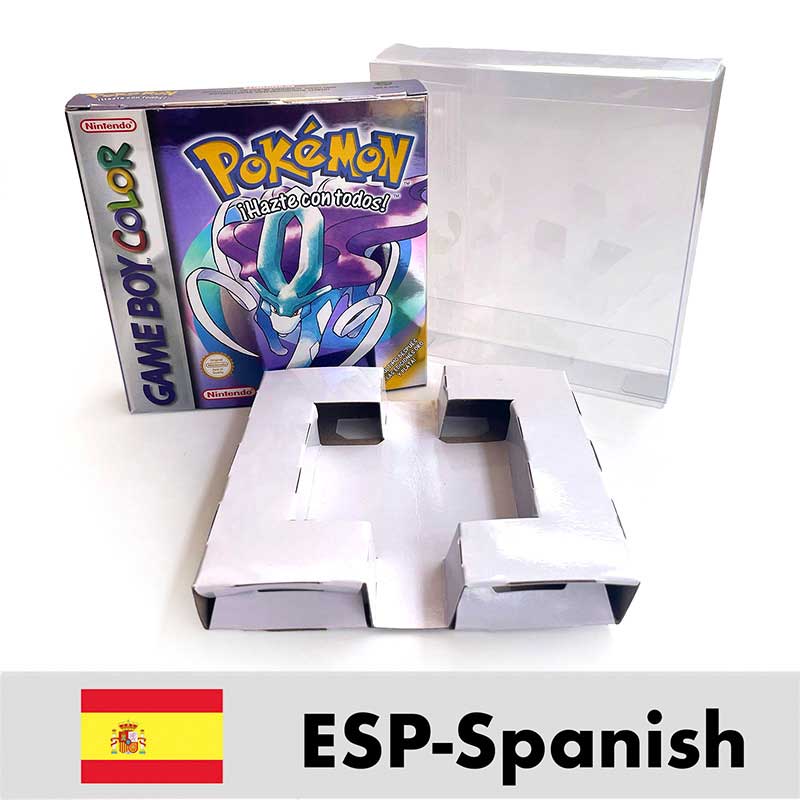 USA FRA NOE ESP ITA EUR Pokemon crystal gold silver red blue yellow Metallic FoilFinish Box Trey Manual label for GBC
