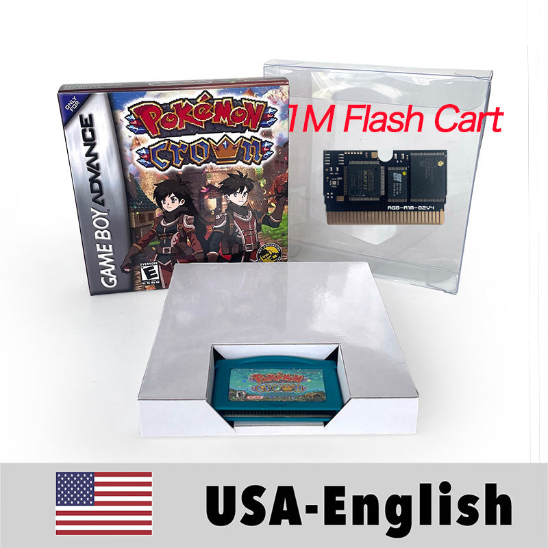 USA ESP RTC/1M Flash cart pokemon GLAZED Emerald Legacy firered rocket Unbound Odyssey lazarus Cartridge BOX Card Rom Hack for gba