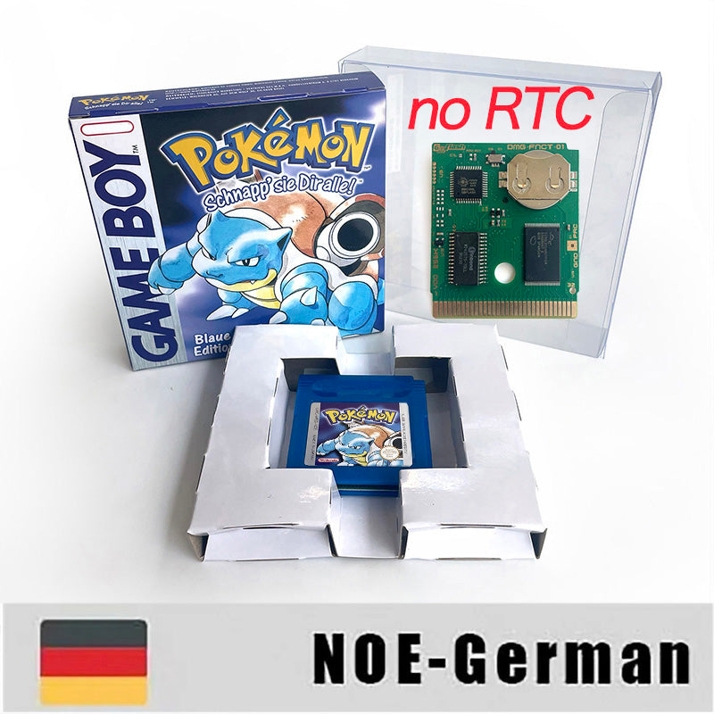 ITA ESP EUR FRA NOE USA Pokemon series RTC Flash silver crystal gold NO RTC flash yellow red blue 16 bit box tray Game Cartridge for GBC Multi-language