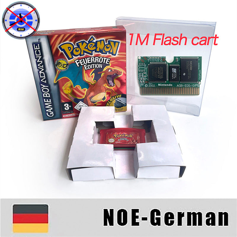EUR ESP NOE FRA ITA USA RTC flash 1 M Flash CART  Pokemon 5 types Sapphire Firered Emerald Ruby Leafgreen Video Game cart for GBA Multilingual