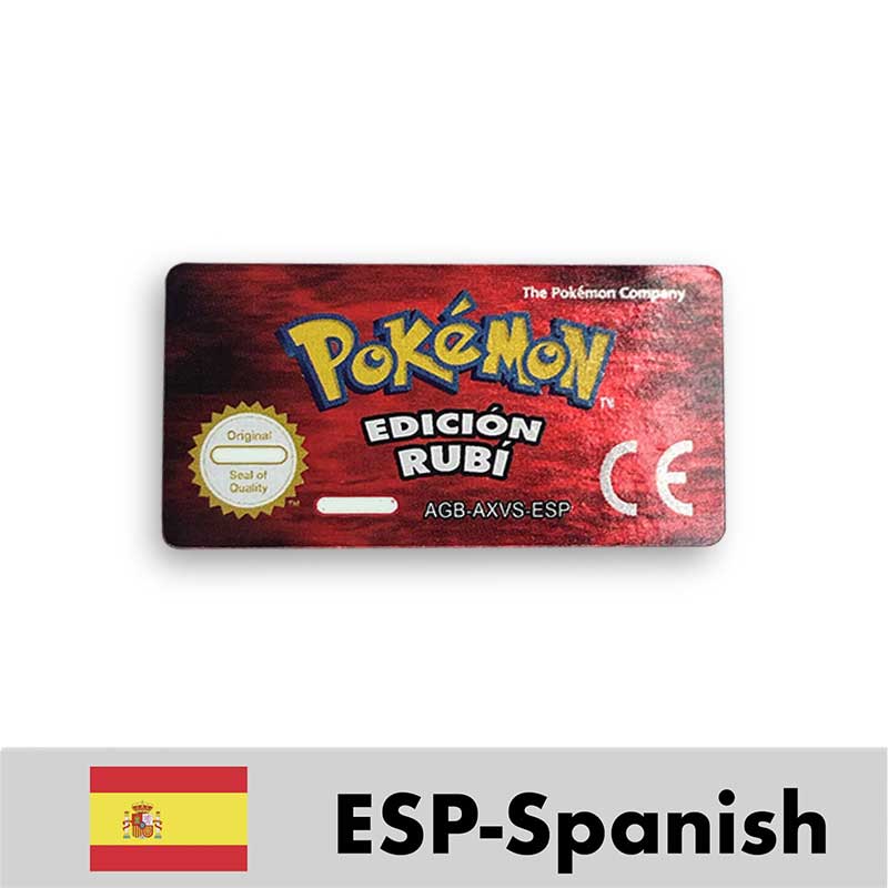 USA FRA NOE ESP ITA EUR Pokemon Emerald Sapphire Leafgreen Ruby Firered Metallic FoilFinish Box Trey Manual label for GBA