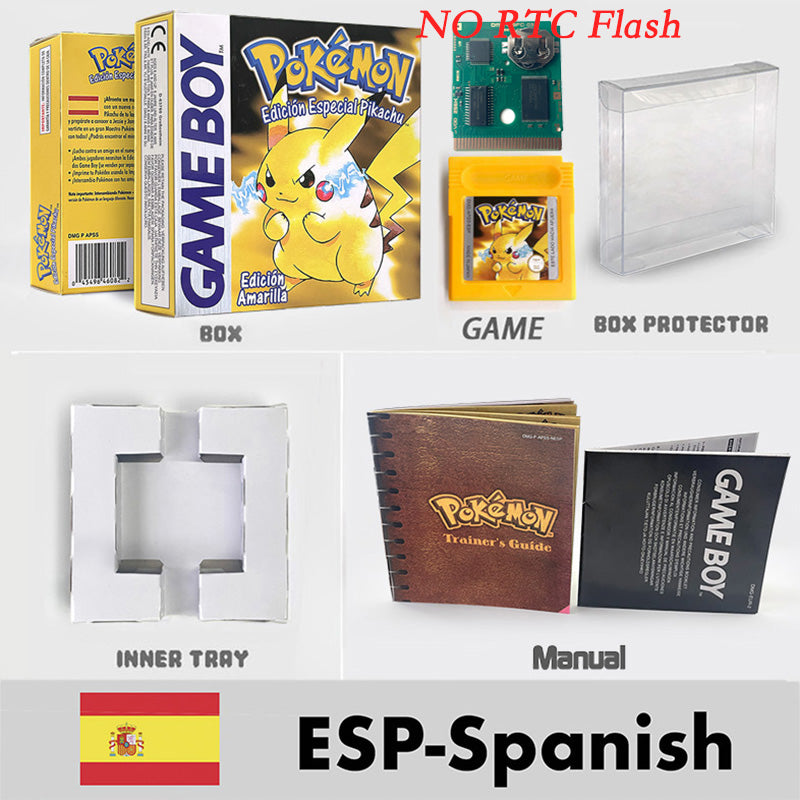 USA ITA NOE FRA ESP pokemon Gold silver RTC NO RTC Flash cart sealed 16 bit box tray manual Game Cartridge for GBC