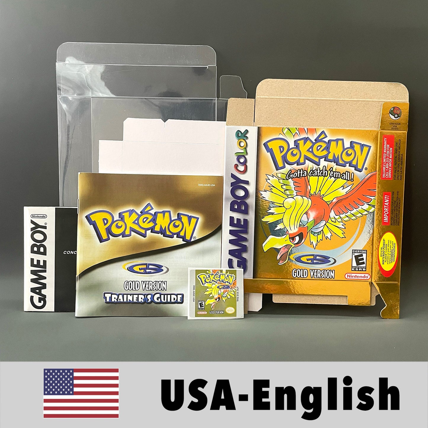 USA ITA NOE FRA ESP version battery save cart sealed pokemon blue 16 bit box tray manual Game Cartridge for GBC