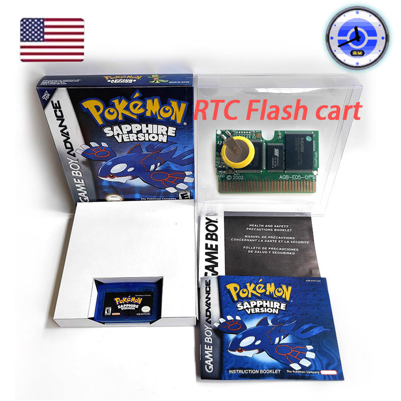 pokemon Sapphire version cartridge with box manual for gba game boy advance