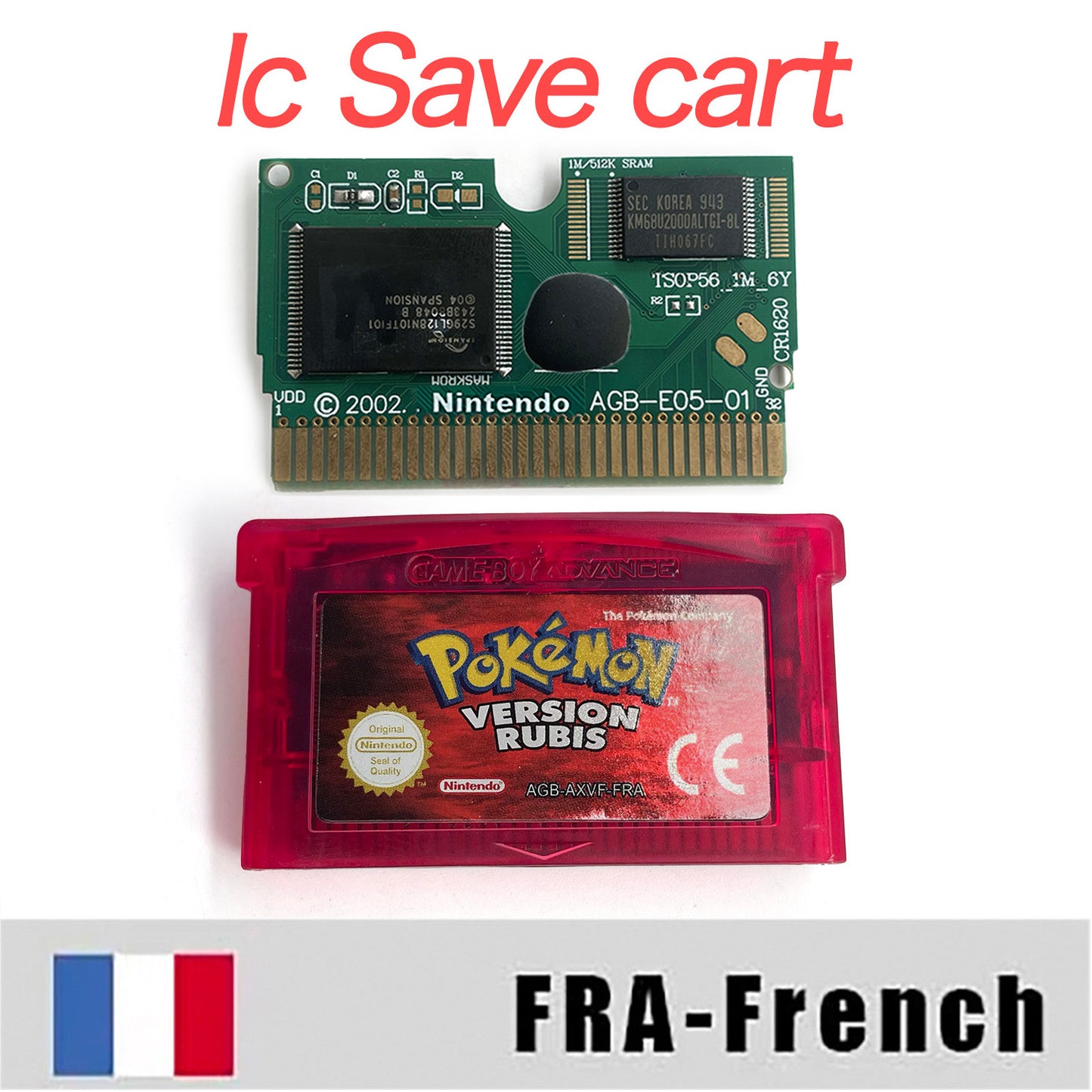 FRA French IC save rtc flash cart Real Time Clock pokemon Rubis version box with tray Nintendo game cartridge for gba game boy advance