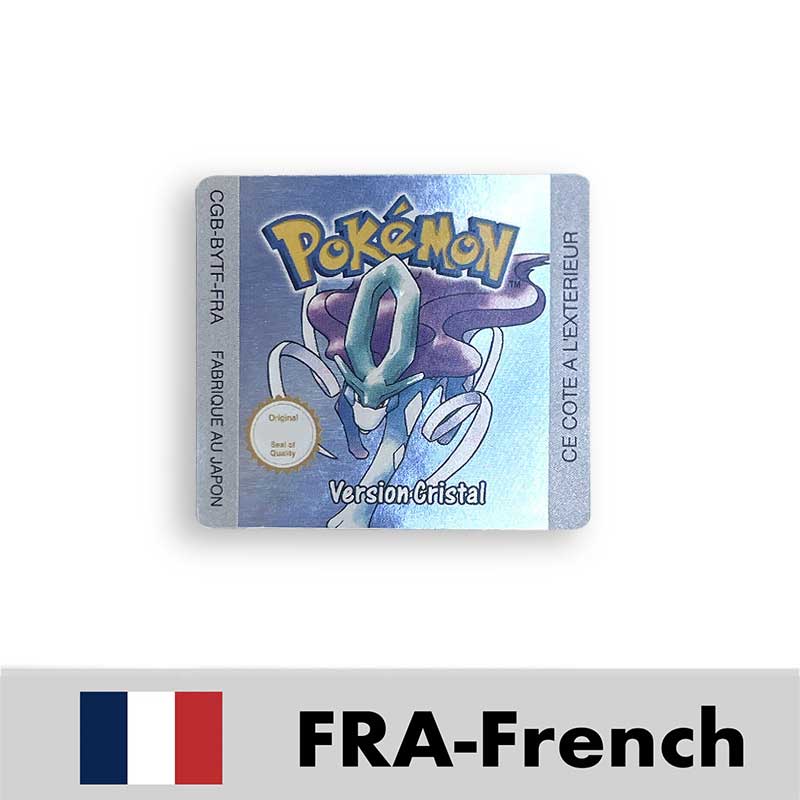 USA FRA NOE ESP ITA EUR Pokemon crystal gold silver red blue yellow Metallic FoilFinish Box Trey Manual label for GBC