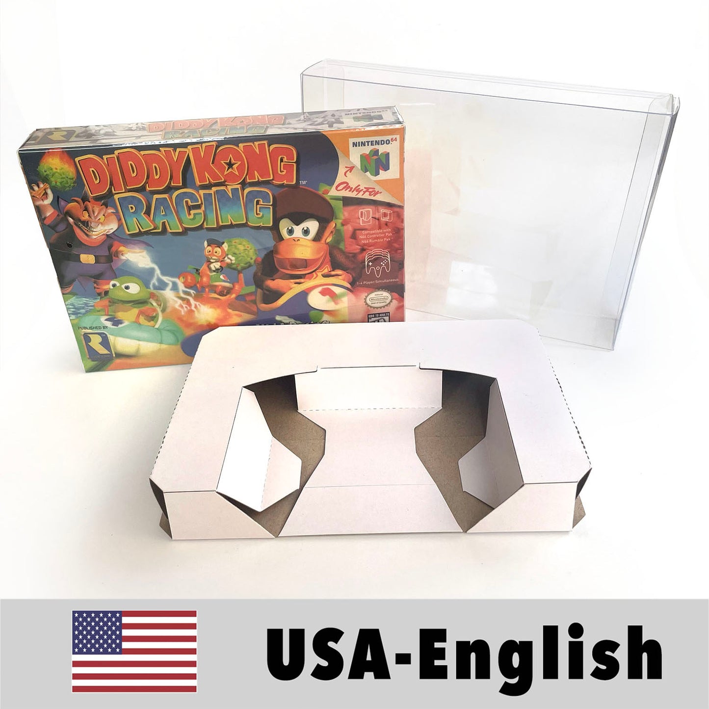 EUR PLA version English diddy kong racing game cartridge with tray box for N64 Nintendo 64