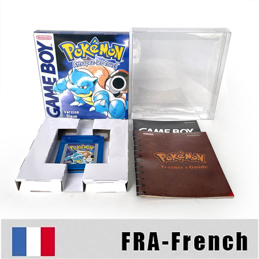 GBC game FRA French pokemon blue version Nintendo Battery save flash cart pokemon bleu cartridge tray box gbc game boy color