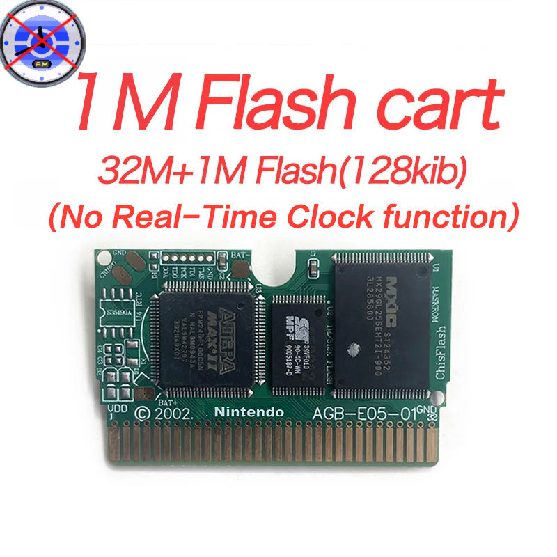 EUR ESP NOE FRA ITA USA RTC flash 1 M Flash CART  Pokemon 5 types Sapphire Firered Emerald Ruby Leafgreen Video Game cart for GBA Multilingual