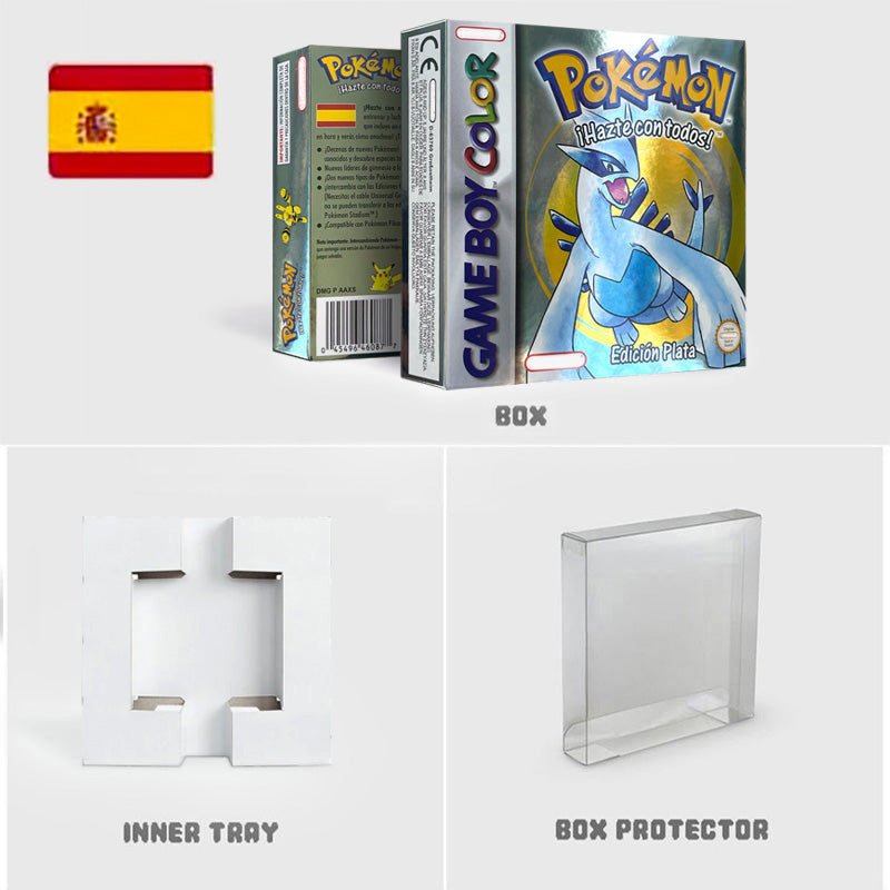 NOE ITA USA EUR ESP yellow green red gold crystal blue silver Pokemon Series Nintendo Metallic Holographic BOX trey for GBC