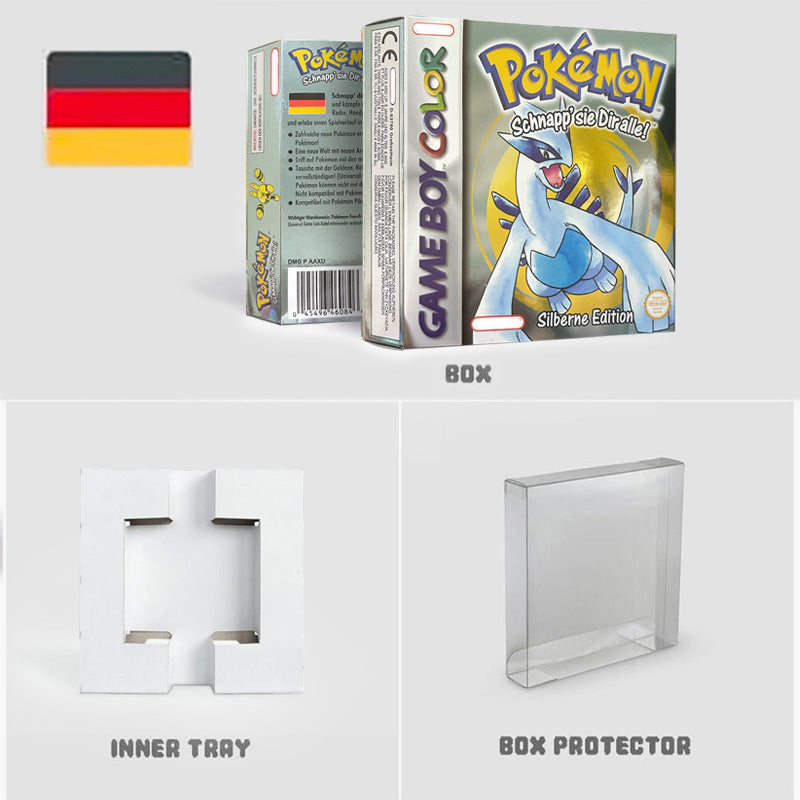 NOE ITA USA EUR ESP yellow green red gold crystal blue silver Pokemon Series Nintendo Metallic Holographic BOX trey for GBC