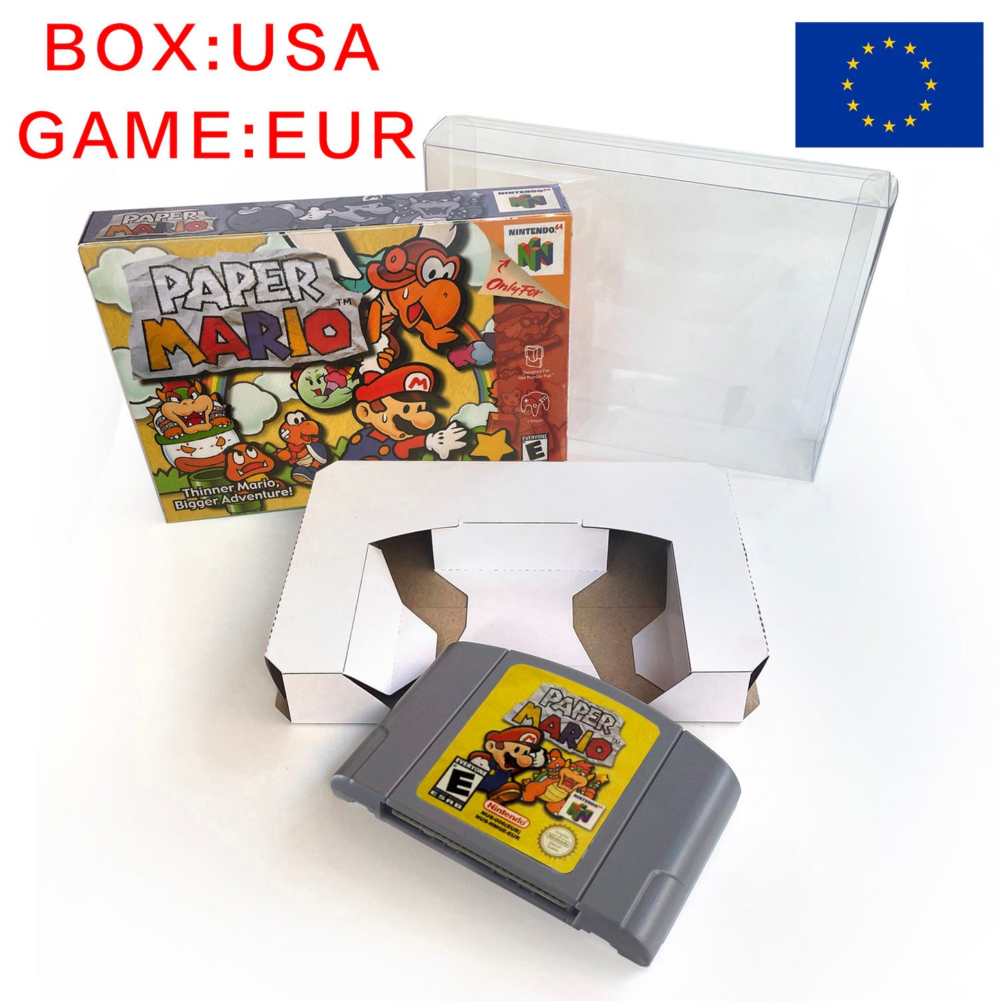 EUR PLA version English paper Mario game cartridge with tray box for N64 Nintendo 64