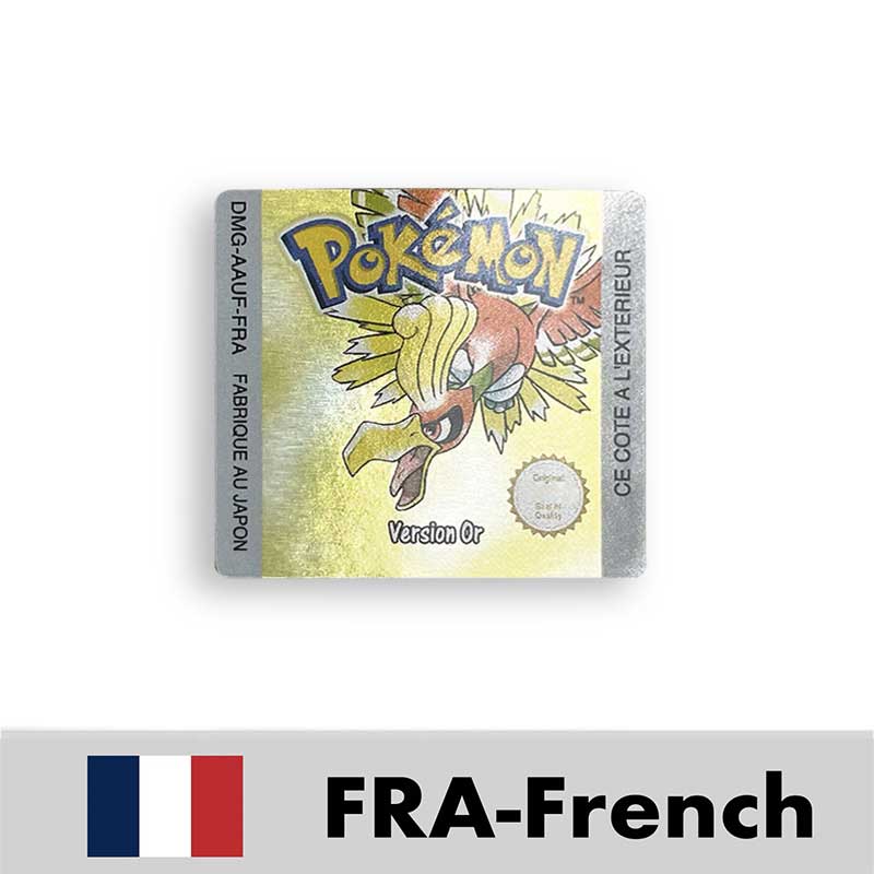 USA FRA NOE ESP ITA EUR Pokemon crystal gold silver red blue yellow Metallic FoilFinish Box Trey Manual label for GBC