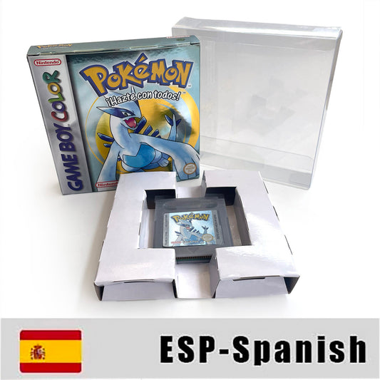 GBC game ESP Spanish pokemon silver version RTC Flash cart Battery save Nintendo pokemon plata cartridge tray box game boy color