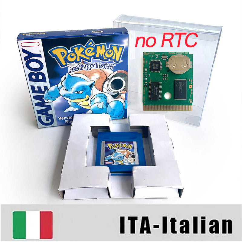 ITA ESP EUR FRA NOE USA Pokemon series RTC Flash silver crystal gold NO RTC flash yellow red blue 16 bit box tray Game Cartridge for GBC Multi-language