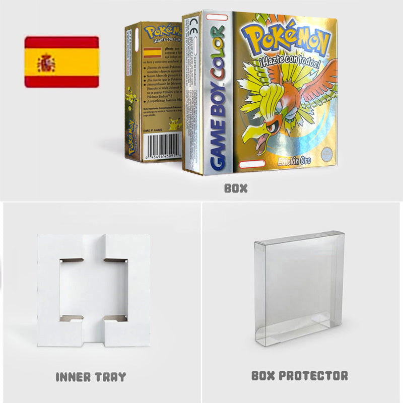NOE ITA USA EUR ESP yellow green red gold crystal blue silver Pokemon Series Nintendo Metallic Holographic BOX trey for GBC