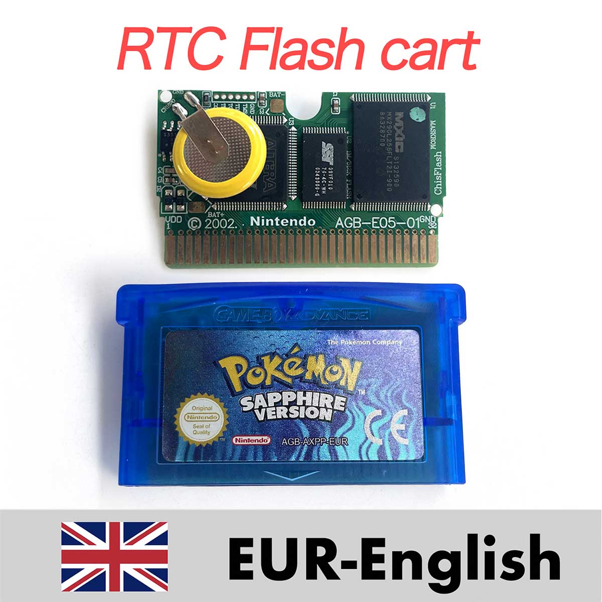 USA ESP NOE FRA EUR ITA 1M/RTC Flash cart Pokemon Emerald,firered,ruby,sapphire,leafgreen Game Cartridge for GBA multiple languages