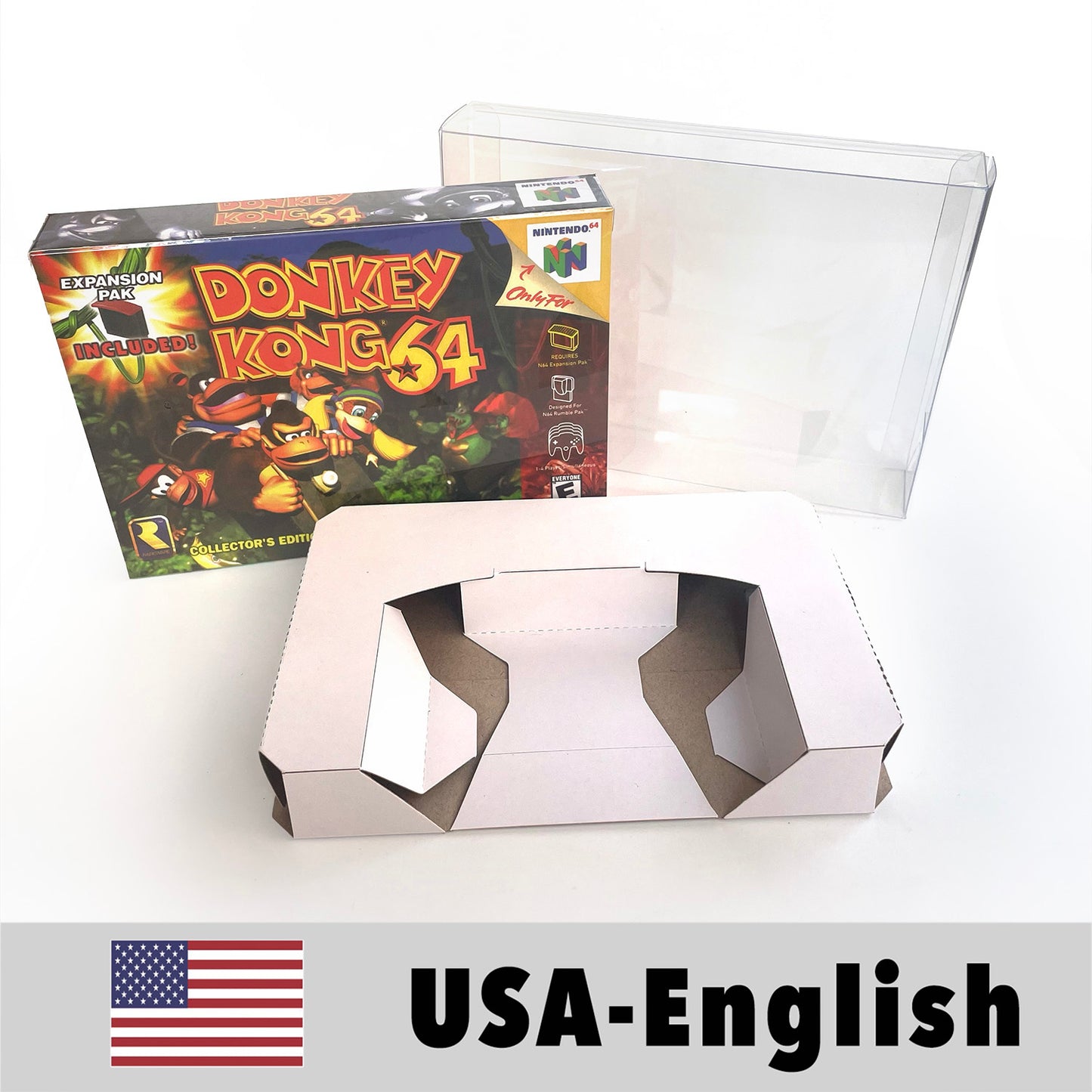 EUR PLA version English donkey kong 64 game cartridge with tray box for N64 Nintendo 64