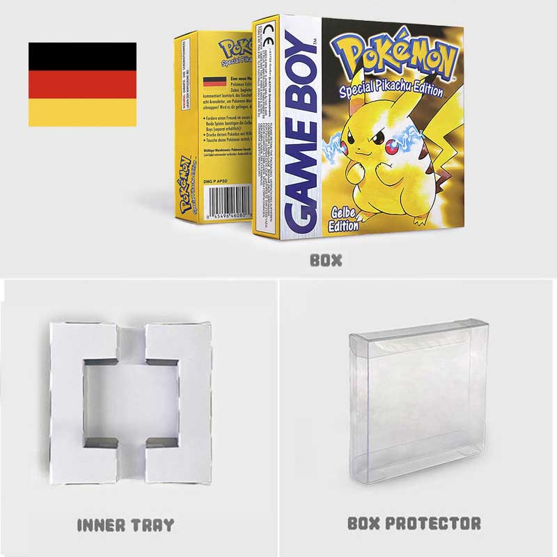 USA FRA NOE ESP ITA EUR Pokemon crystal gold silver red blue yellow Metallic FoilFinish Box Trey Manual label for GBC