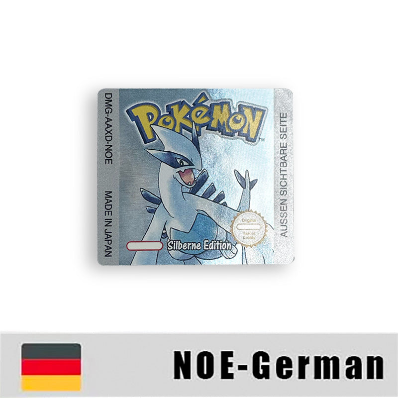 Pokemon Yellow Blue Red Crystal Silver Gold Green USA EUR FRA ESP NOE ITA Metallic Label Sticker for GBC