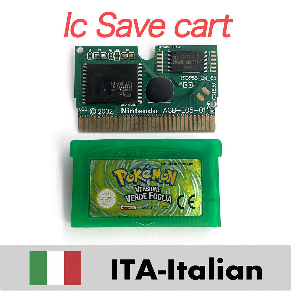 USA ESP NOE FRA EUR ITA IC Save cart Pokemon Emerald,firered,ruby,sapphire,leafgreen Game Cartridge for GBA multiple languages