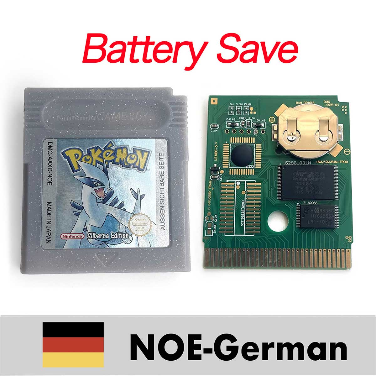 USA ITA NOE FRA ESP EUR version battery save cart pokemon yellow red crystal gold silver blue 16 bit Game Cartridge for GBC
