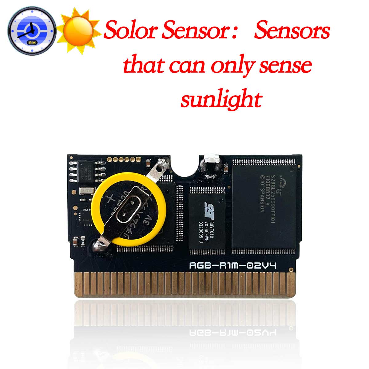 Flash Cartridge Fit Game Console Storage 1MB Static RAM Rewritable RTC Solar Light Sensor 32MB Cartridge Game Cartridge for GBA