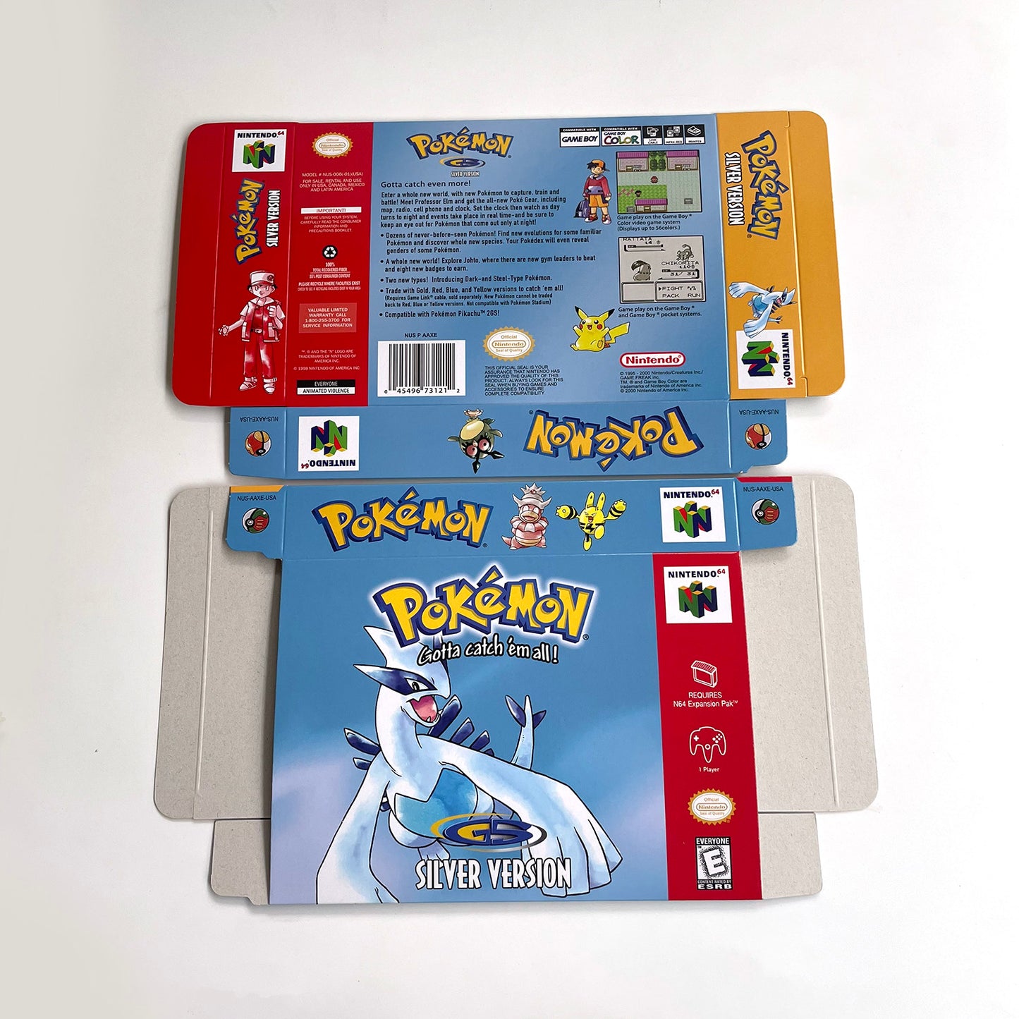 pokemon silver version game cartridge with tray box for N64 Nintendo 64