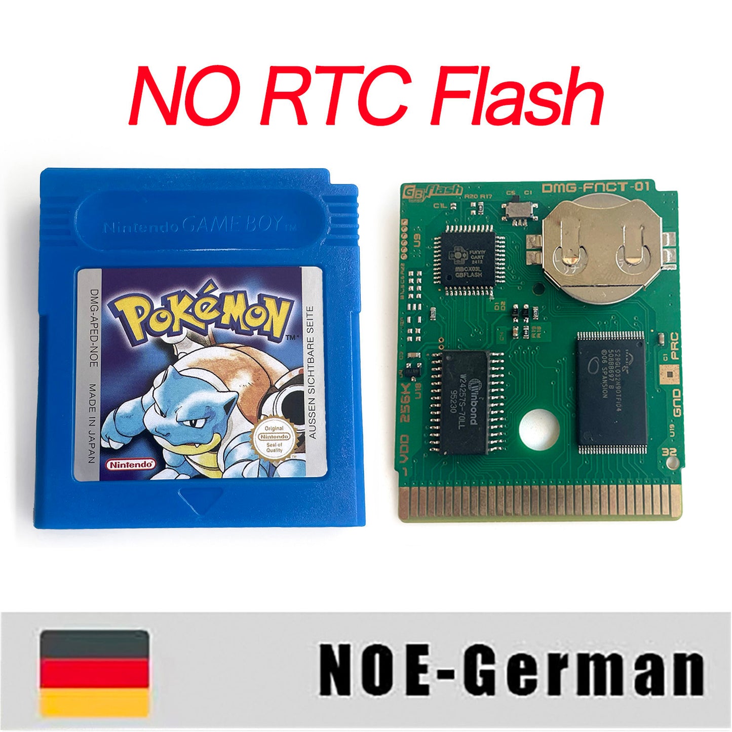 GBC game NOE German pokemon blue version Nintendo Battery save flash cart pokemon blau cartridge tray box gbc game boy color