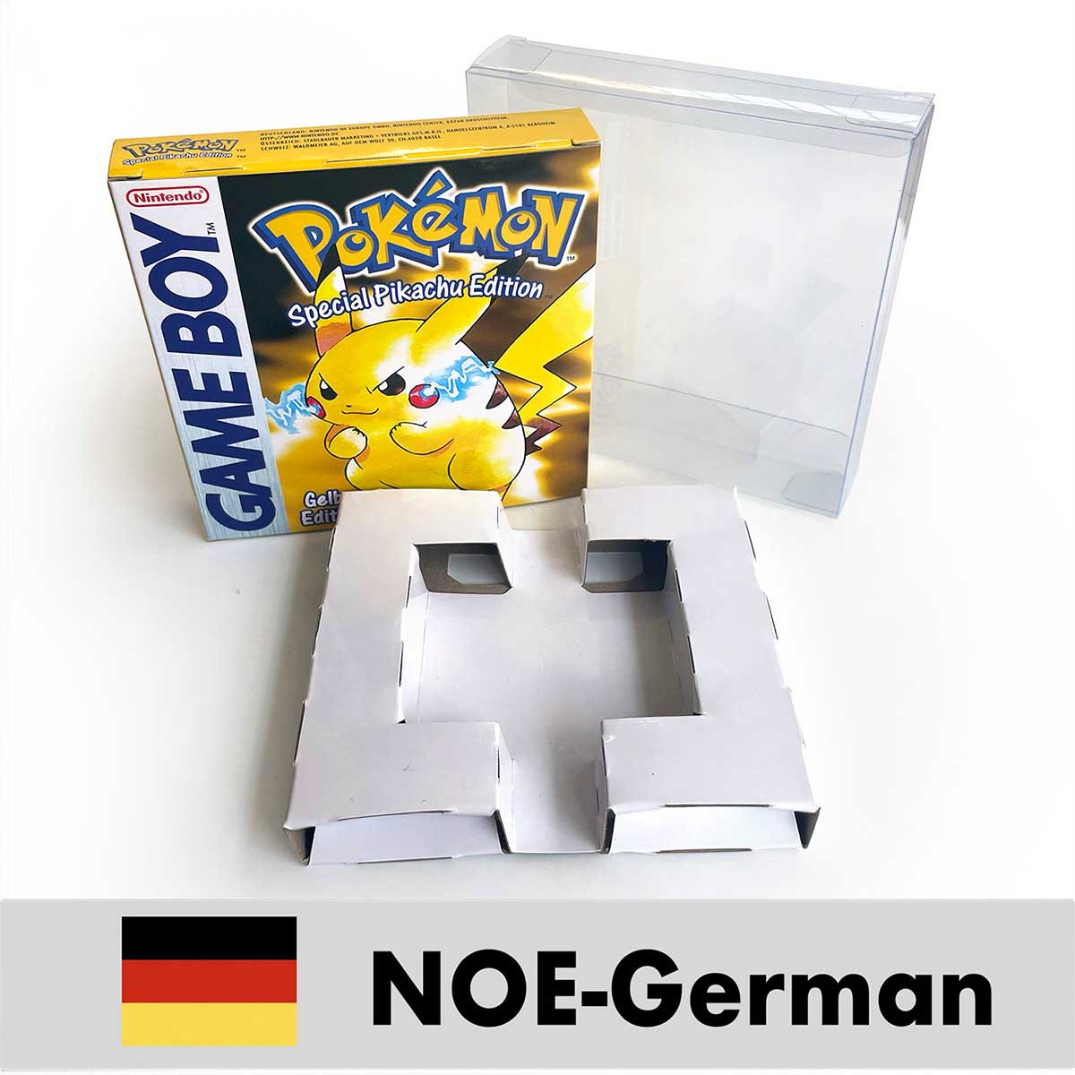 USA FRA NOE ESP ITA EUR Pokemon crystal gold silver red blue yellow Metallic FoilFinish Box Trey Manual label for GBC