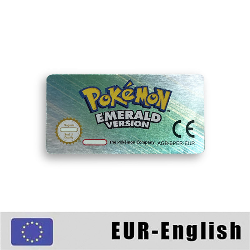 Pokemon Leaf Green Fire Red Ruby Emerald Sapphire Game Cartridge Label Stickers for Gba