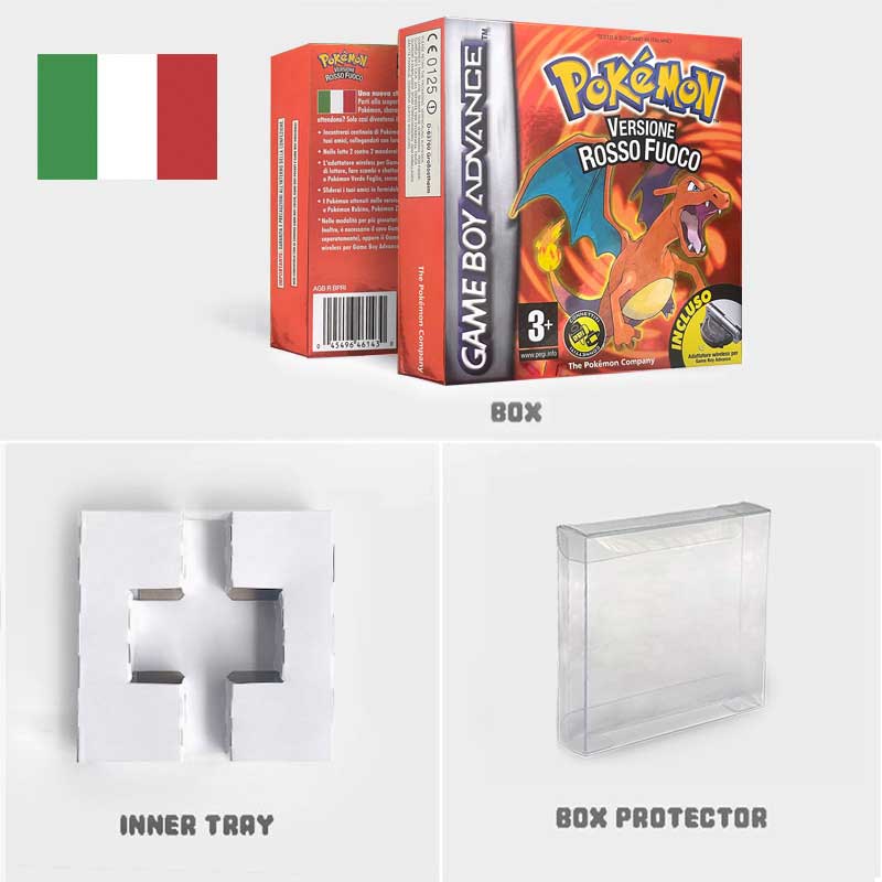 USA FRA NOE ESP ITA EUR Pokemon Emerald Sapphire Leafgreen Ruby Firered Metallic FoilFinish Box Trey Manual label for GBA