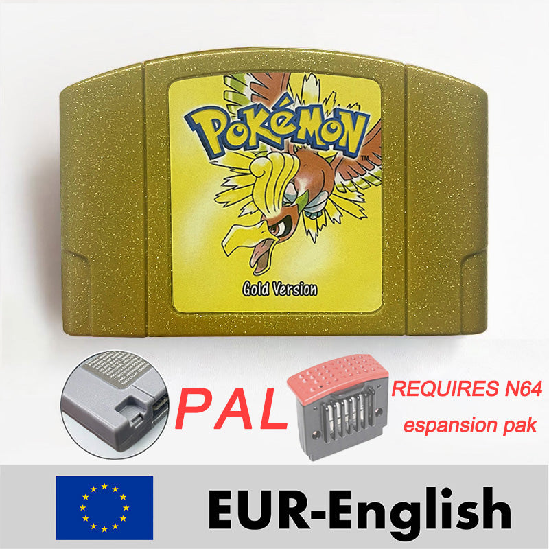 USA NTSC EUR PAL Pokemon blue/crystal /red silver /yellow /gold /green Game Cartridge 64 Bit Game Consoles for N64