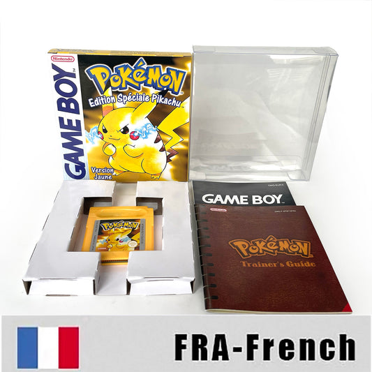 GBC game FRA French pokemon yellow version Nintendo Battery save NO RTC flash pokemon jaune cartridge tray box gbc game boy color