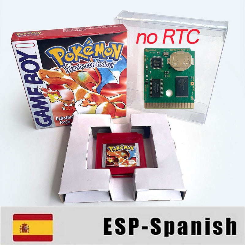 ITA ESP EUR FRA NOE USA Pokemon series RTC Flash silver crystal gold NO RTC flash yellow red blue 16 bit box tray Game Cartridge for GBC Multi-language
