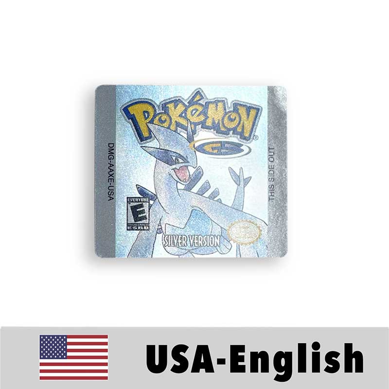 USA FRA NOE ESP ITA EUR Pokemon crystal gold silver red blue yellow Metallic FoilFinish Box Trey Manual label for GBC