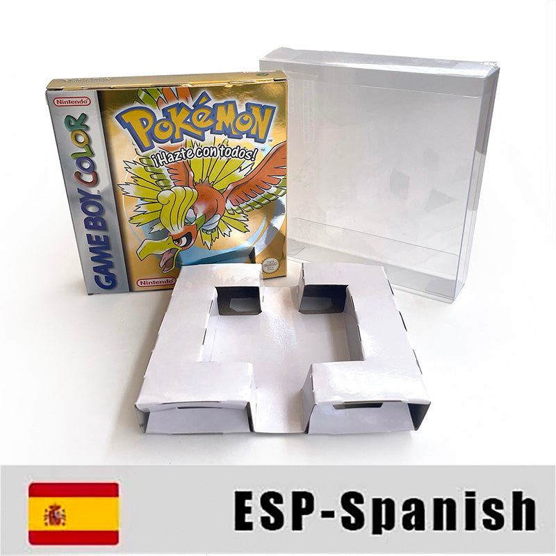 gbc game ESP Spanish pokemon gold version RTC Flash cart Battery save pokemon oro cartridge with tray box game boy color