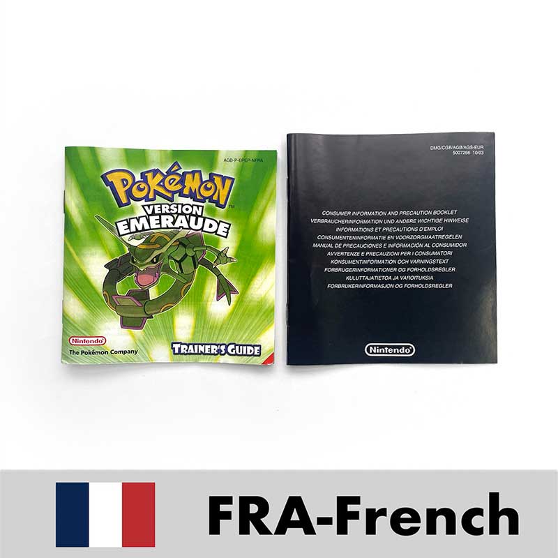 USA FRA NOE ESP ITA EUR Pokemon Emerald Sapphire Leafgreen Ruby Firered Metallic FoilFinish Box Trey Manual label for GBA