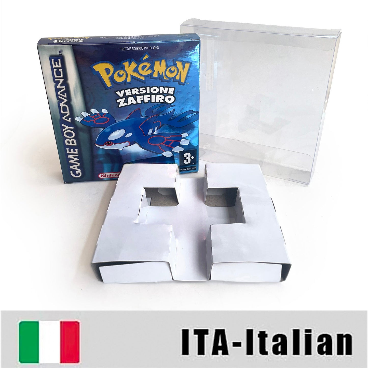ITA Italian IC save rtc flash cart Real Time Clock pokemon zaffiro version box with tray Nintendo game cartridge for gba game boy advance