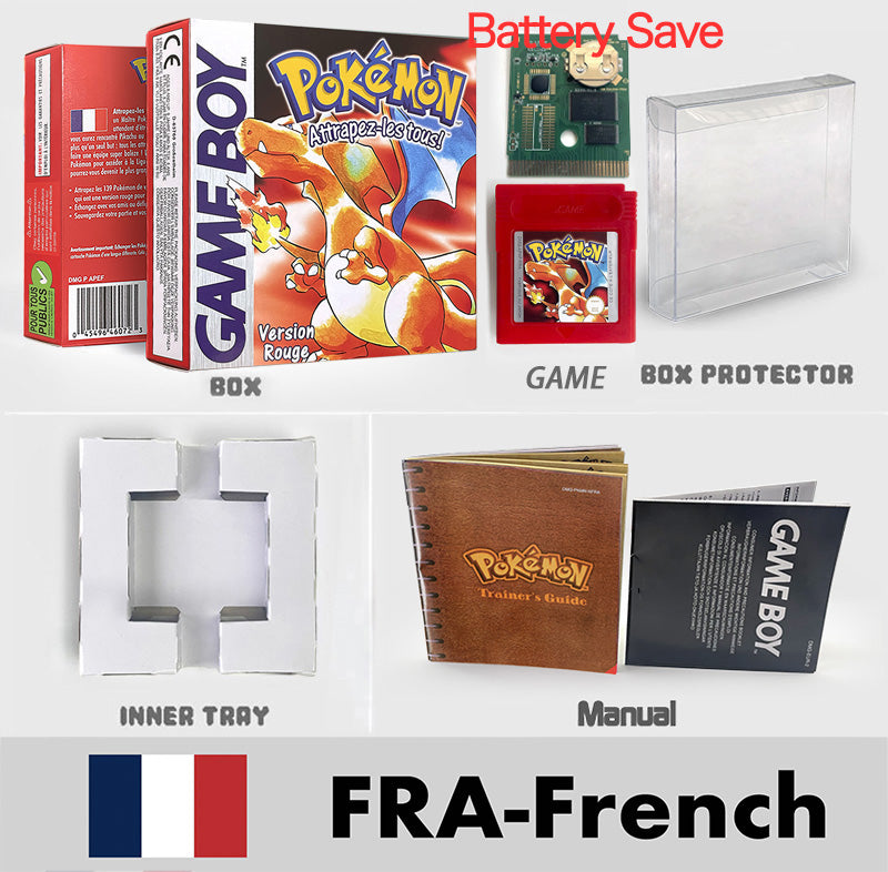 USA ITA NOE FRA ESP version battery save cart sealed pokemon crystal gold silver yellow red blue 16 bit box tray manual Game Cartridge for GBC