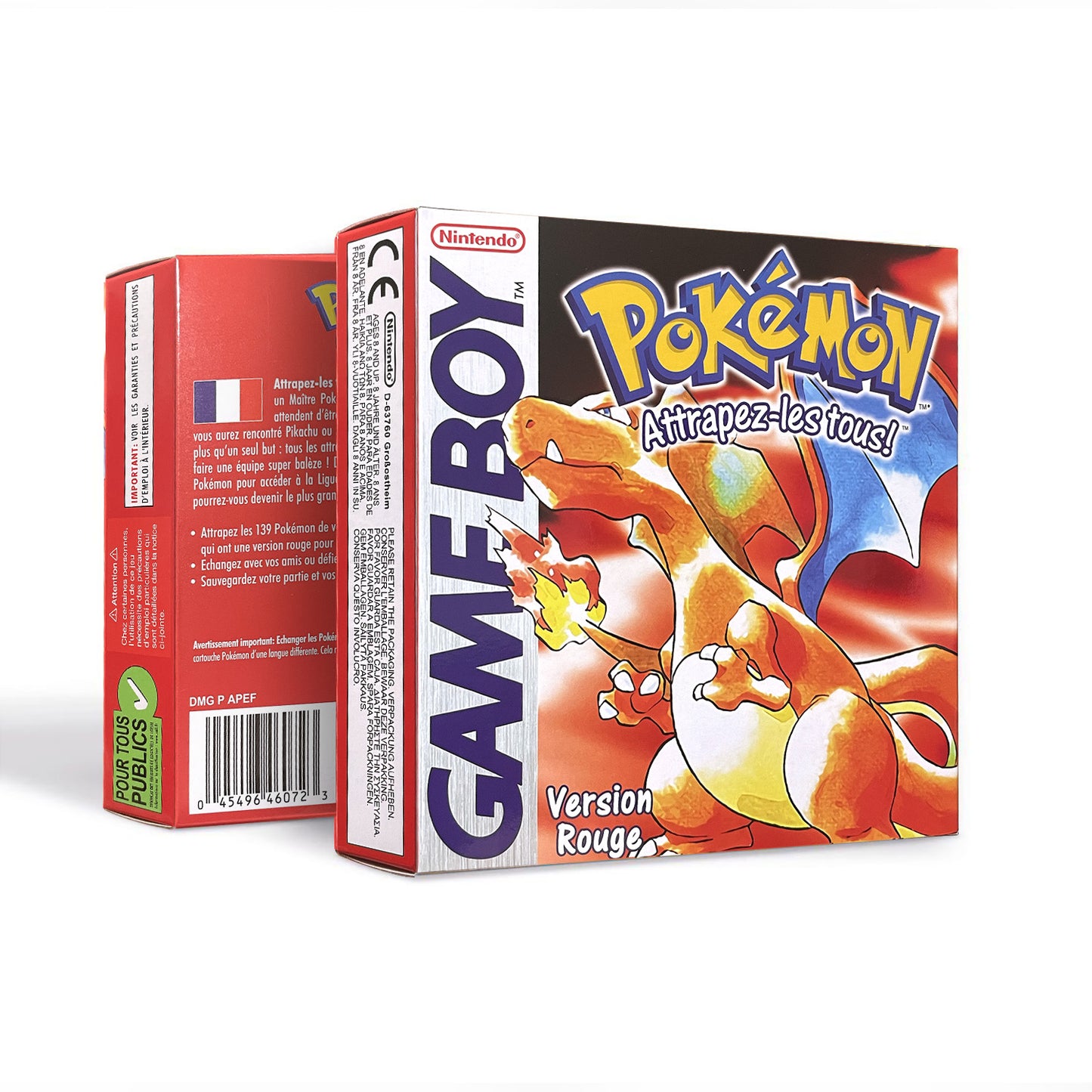 gbc game FRA French pokemon red rouge version Battery save no RTC Flash cartridge with tray box gbc game boy color