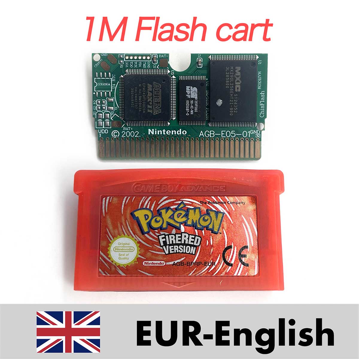USA ESP NOE FRA EUR ITA 1M/RTC Flash cart Pokemon Emerald,ruby,sapphire,firered,leafgreen Game Cartridge for GBA multiple languages