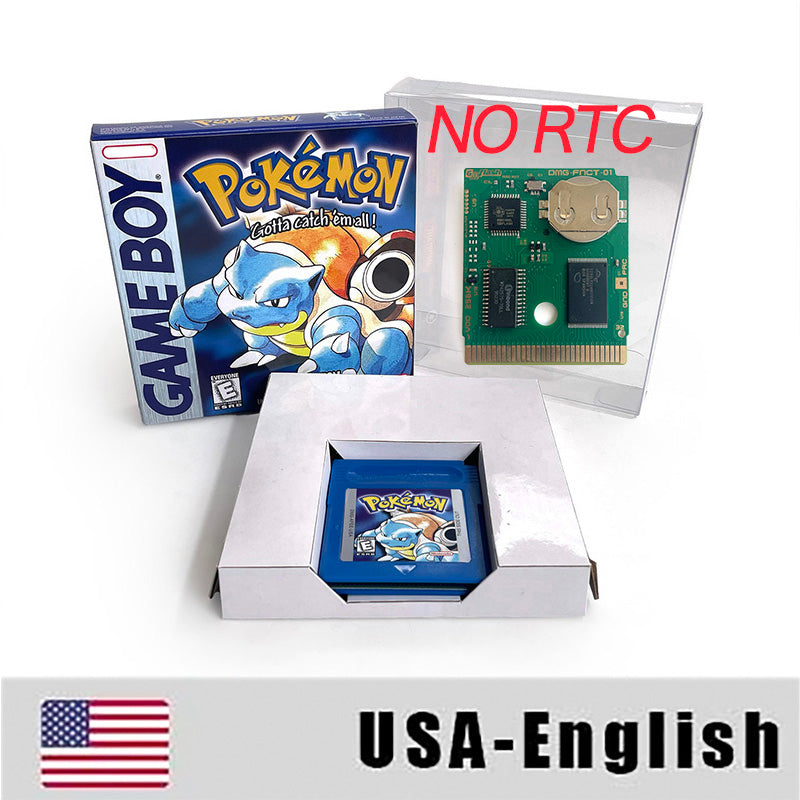 ITA ESP EUR FRA NOE USA Pokemon series RTC Flash silver crystal gold NO RTC flash yellow red blue 16 bit box tray Game Cartridge for GBC Multi-language