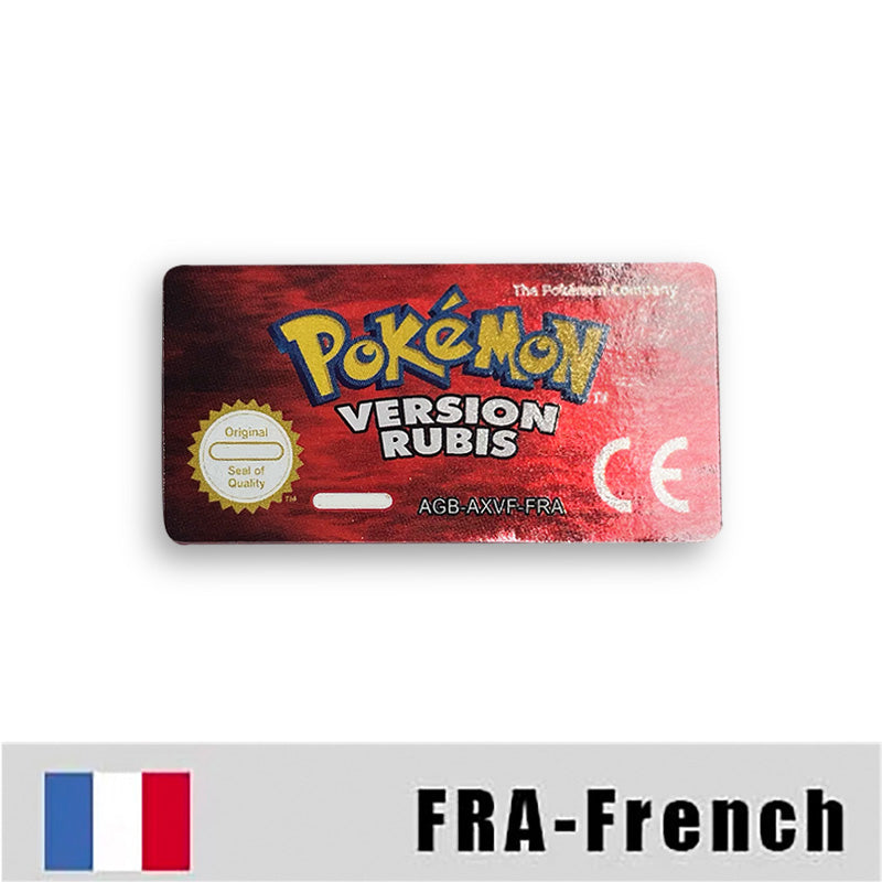 Pokemon Leaf Green Fire Red Ruby Emerald Sapphire Game Cartridge Label Stickers for Gba
