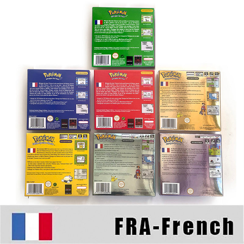 NOE ITA USA EUR ESP yellow green red gold crystal blue silver Pokemon Series Nintendo Metallic Holographic BOX trey for GBC